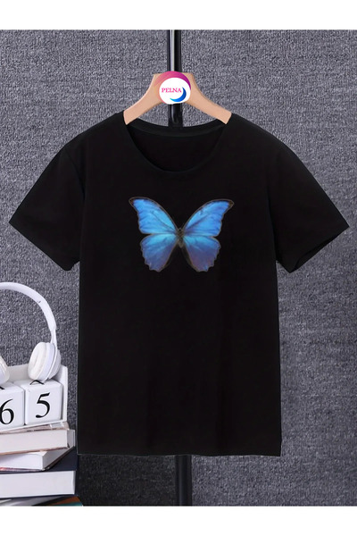 Pelna Детска тениска с щампа в черно и бяло с кръгло деколте