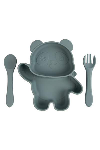 Babies Basic 3 Piece Silicone Feeding Set, with Silicone Suction Plate, Spoon...