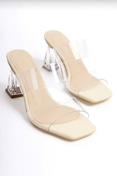 FİNTAS Ayağınıza Gelen Moda Transparent Heeled Transparent Banded Women's Slippers