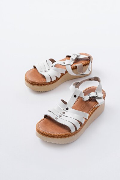 infon shoes creation 730-142 White Genuine Leather Orthopedic Sole Women's Sandals