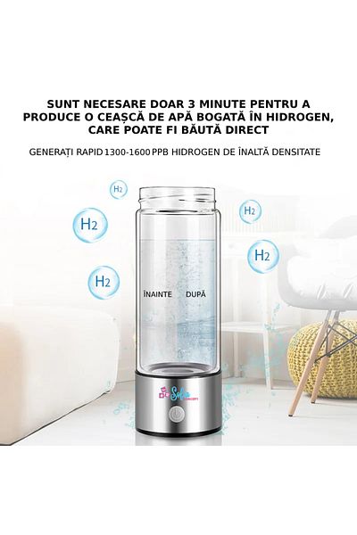 Sofia Concept Sofia CONCEPT® Hydrogenated/Ionized Water Generator Bottle, Portable, 10 W, 420 ml, Led, Silver