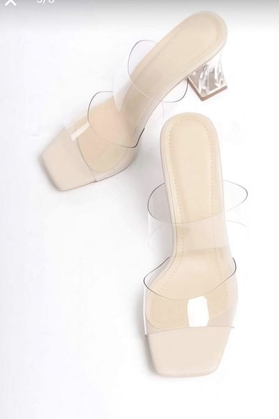FİNTAS Ayağınıza Gelen Moda Transparent Heeled Transparent Banded Women's Slippers