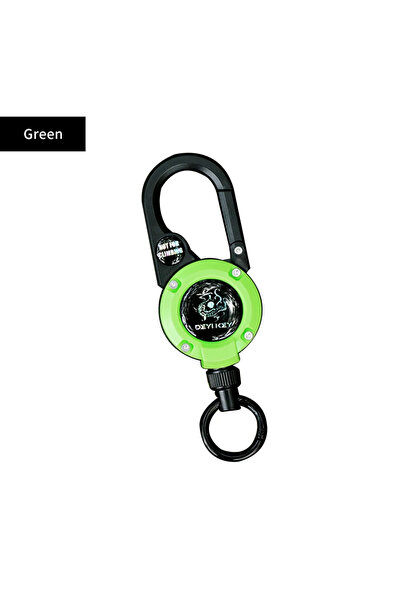 Choice سلسلة مفاتيح رياضية خارجية مصنوعة من حبل سلكي فولاذي أخضر قابل للسحب م...