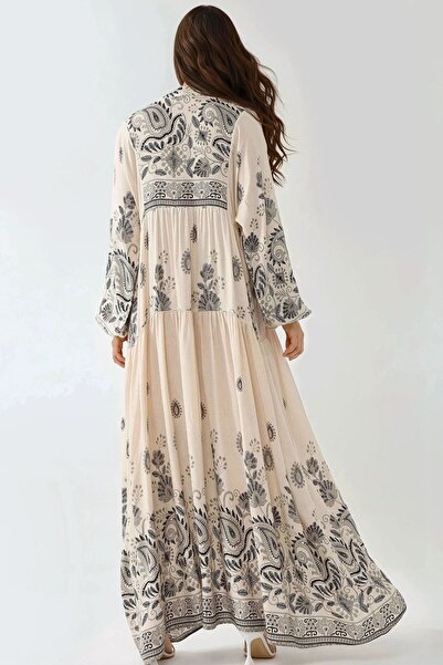 Hiccup Μακρύ φόρεμα με λεπτομέρεια με κουμπιά με στάμπα V λαιμόκοψη