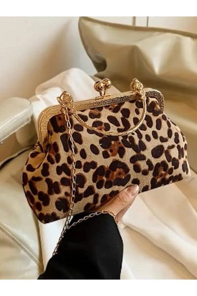 W MAX WM Geanta de umar pentru femei de seara cu model leopard, geanta de seara de lux este de calitate si arata
