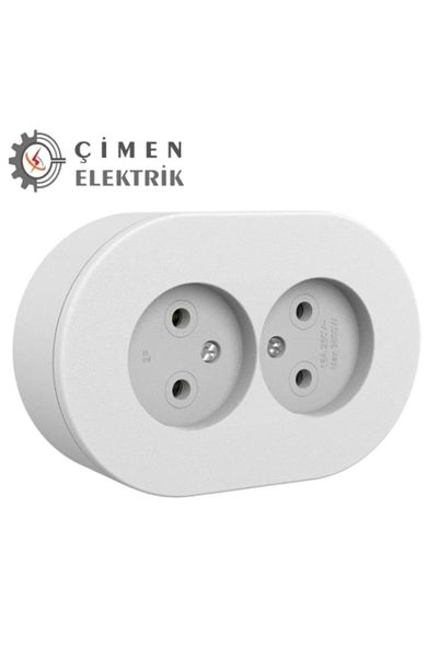 LiderGlobal White Double Grounded Socket Surface Mounted