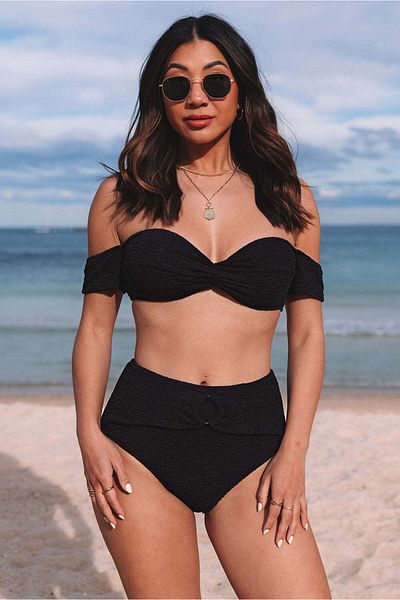 WildFashion 2-piece bandeau swimsuit in ribbed fabric and high-waisted briefs SW2437-1