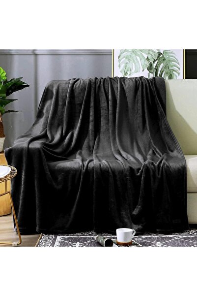 Fabienne Silky Soft Single Blanket Black 150x200cm Flannel Throw Blanket 280 GSM