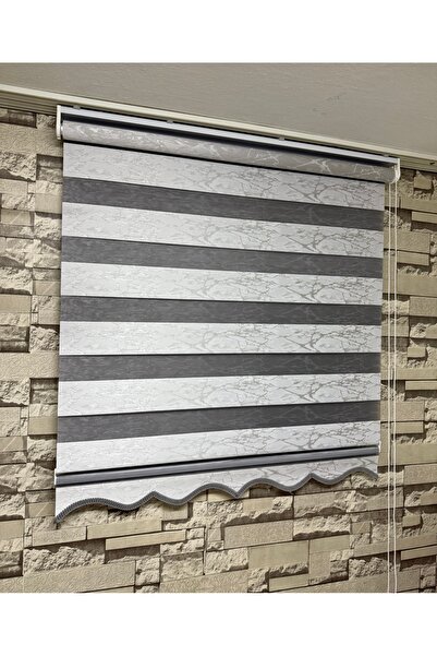 PERDECİNİZ ACIK GRİ FİLE KISMI SİYAH ZEBRA PERDE ALÜMİNYUM KASA İMALATTAN SAT...