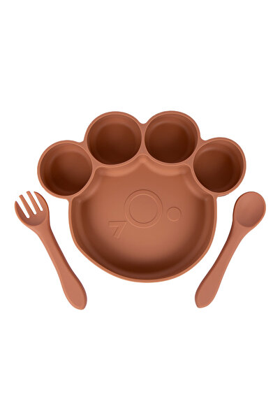 Babies Basic 3 Piece Silicone Feeding Set, with Silicone Suction Plate, Spoon...