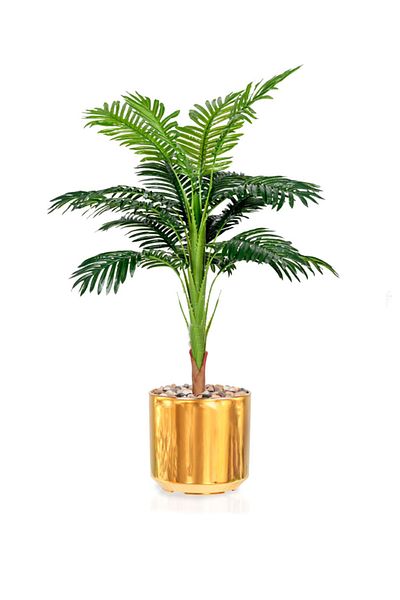 DRAMA HOME Luxury artificial palm tree with a shiny gold pot - a touch of luxury to your home or office decor