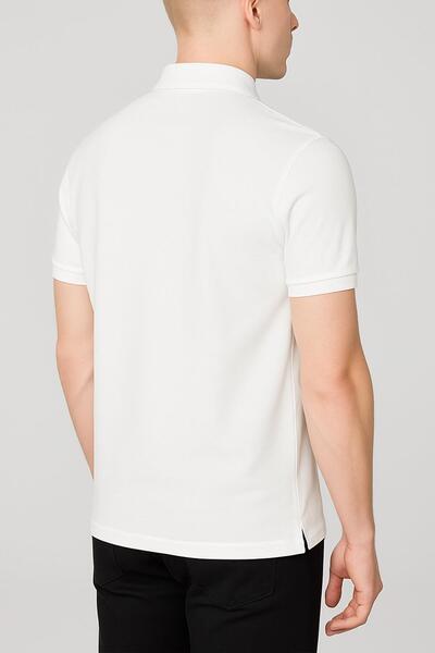 Polo Republica & CO Ανδρικό λευκό μπλουζάκι με κανονική εφαρμογή Polo Neck Basic C2T0N9O2