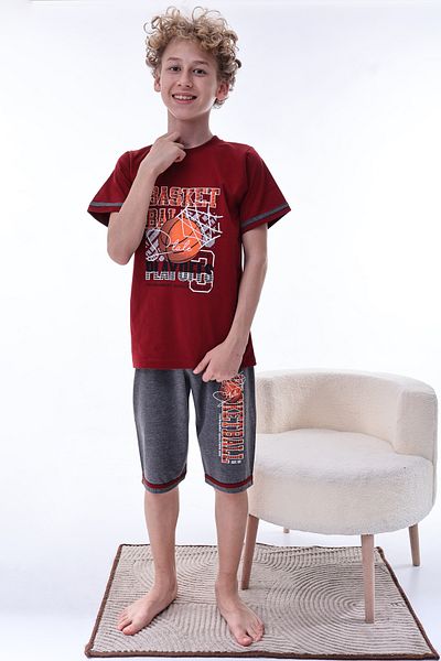 FORMO Set de pijamale capris cu mâneci scurte din bumbac natural 100% pentru băieți