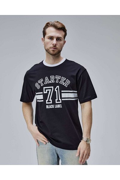 Starter Camden Black Crew Neck Printed Oversize Men's Tshirt