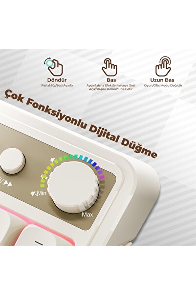 Aula S99 Retro Rgb Gaming 3 Modlu Bluetooth/2.4ghz/usb-c Kablosuz Makrolu Türkçe Q Klavye Lacivert