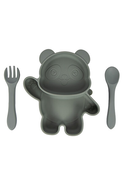 Babies Basic 3 Piece Silicone Feeding Set, with Silicone Suction Plate, Spoon...