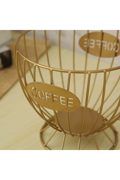 OBRO Decorative Organizer for Coffee Capsules - Gold Metal