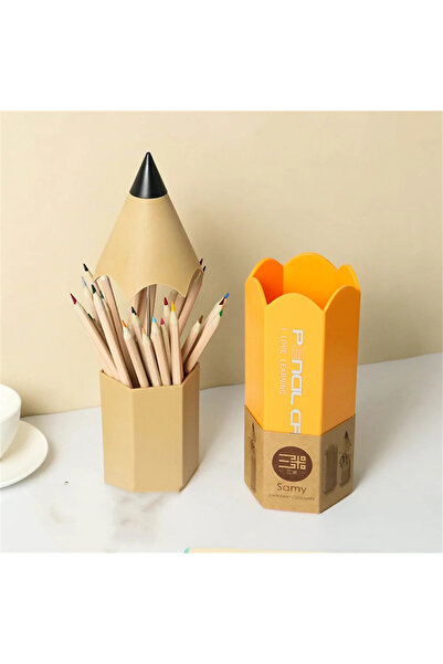 OBRO Модерен жълт органайзер за бюро във формата на молив