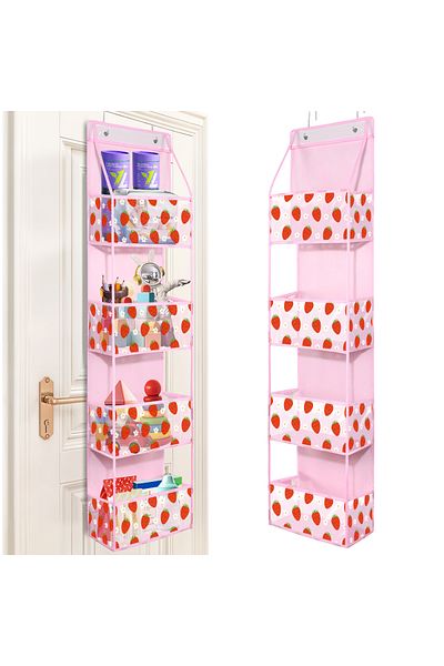 Choice 4 Layers-Strawberry 1pc 4 /6Layer Over The Door Hanging Organizer Cosmetics Wall Hanging Storage Org
