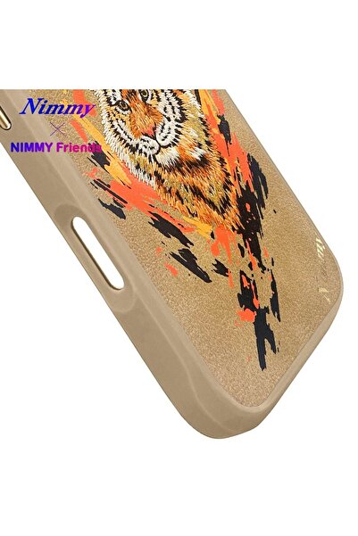 Nimmy iPhone 16 Pro Max Uyumlu MagSafe Özellikli Gerçek Nakış İşlemeli Kaplan Desenli Dazzling Kılıf