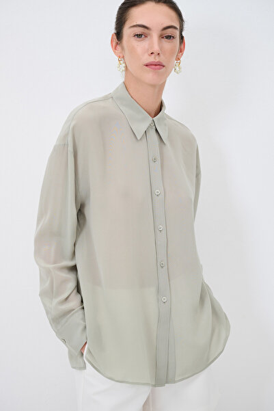 adL Önü Düğmeli İpek Gömlek