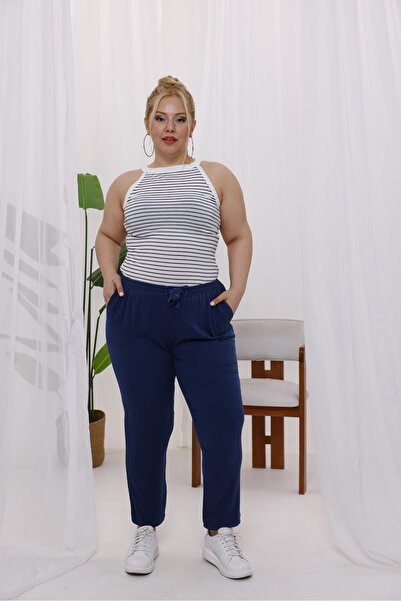 Siyezen Large Size Patterned Pocket Casual Trousers