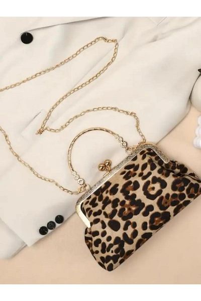 W MAX WM Geanta de umar pentru femei de seara cu model leopard, geanta de seara de lux este de calitate si arata
