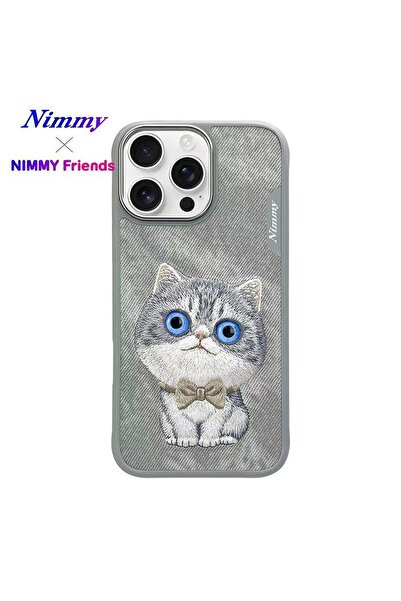 Nimmy iPhone 16 Pro Max Uyumlu 3D Göz Kedi Detaylı Gerçek Nakış İşlemeli Kaba...
