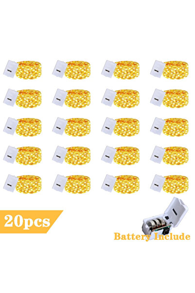 Choice 20 × 1 متر 10 مصابيح LED بيضاء دافئة 20 حزمة من مصابيح خرافية 30 ليد 3 متر سلك نحاسي فضي يعمل بالبطارية