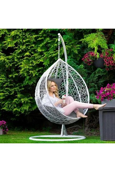 PROCART Nest-type hanging armchair, steel structure, cushions included, white/gray