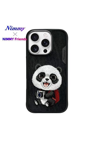 Nimmy iPhone 16 Pro Max Uyumlu 3D Göz Panda Detaylı Gerçek Nakış İşlemeli Kab...