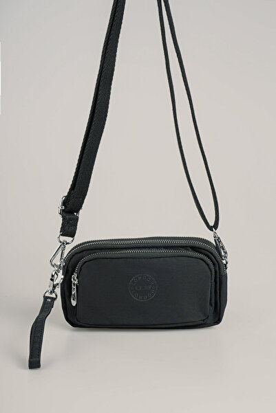 Getcho Herpre Black Women's Crossbody Bag Small Size Double Zipper Lightweight Sports Model for Daily Use