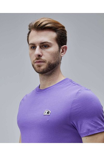Starter Warren Purple Crew Neck Patch Standard Fit Men's Tshirt