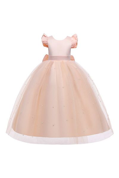 NSMLİFE Girls' Long Pearl Dress Birthday Graduation Dress Prom Dress
