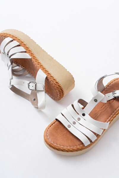 infon shoes creation 730-142 White Genuine Leather Orthopedic Sole Women's Sandals