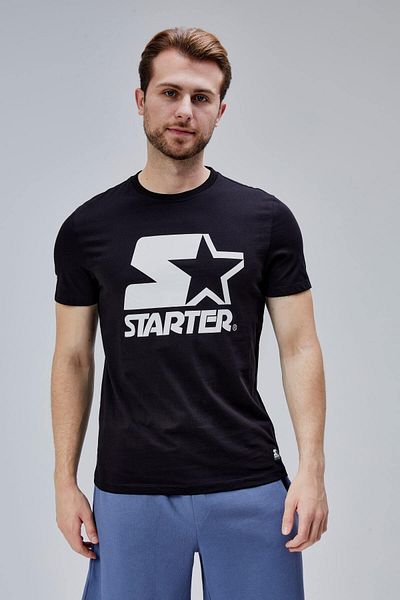Starter Hudson Black Crew Neck Printed Standard Fit Men's Tshirt