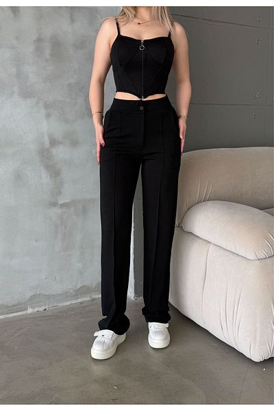 RPT MODA High Waist Palazzo Pants with Stitched Front Lycra