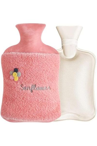 ELECDON Hot Water Bottle, 2 Litre Large Capacity Hot Water Bag Rubber with Soft Fleece Cover for Han