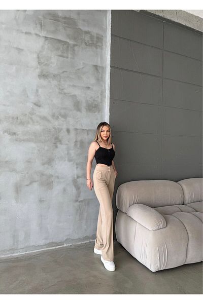 RPT MODA High Waist Palazzo Pants with Stitched Front Lycra