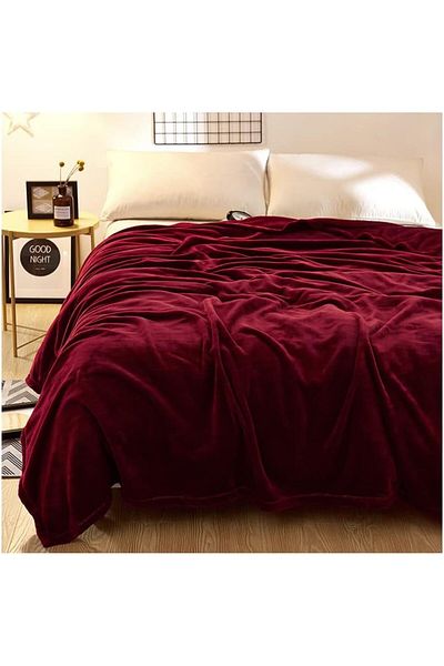 Fabienne Silky Soft Single Blanket Maroon 150x200cm Flannel Throw Blanket 280 GSM