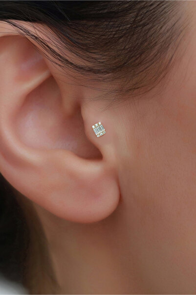 Bayar Gold 14 Ayar Altın Sıralı Baget Tragus Piercing