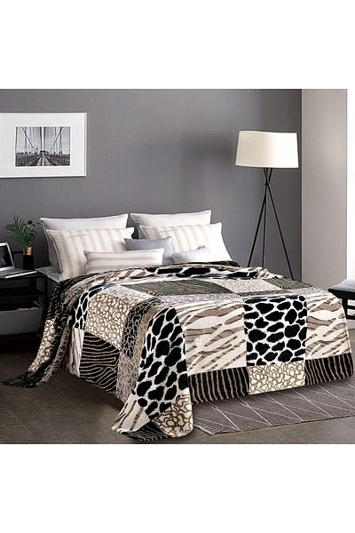 Fabienne Silky Soft Flannel Blanket Single 150x200cm Animal Print Throw for Sofa