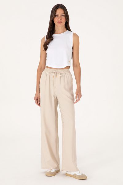 U.S. Polo Assn. Women's Stone Loose Relax Fit Canvas Trousers 50300357-Vr049