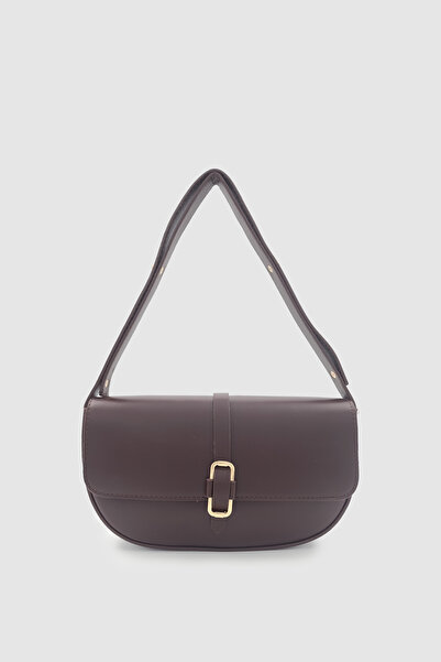 Wuclo Selra Buckle Detailed Magnet Closure Inner Pocket Shoulder Bag Bitter B...