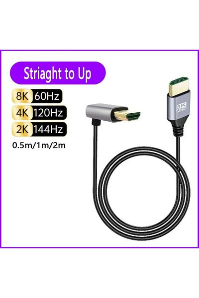 BSN 0.5m Straight to Up 8K 90 degree HDMI 2.1V Cable Cord 8K 60Hz 4K 120Hz 48Gbps EARC ARC HDCP Ultra Hi