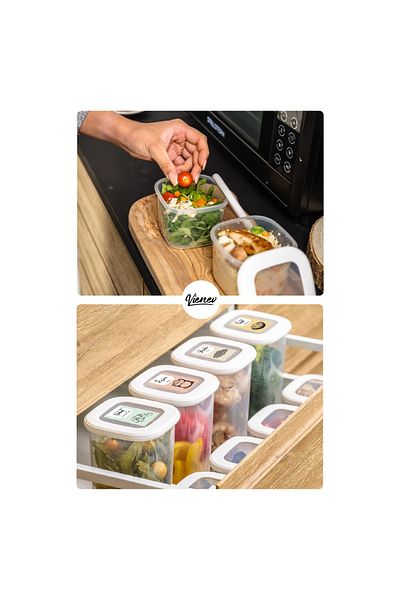UnicUtil Set of 15 food containers, UnicUtil, Compact Spacious, White
