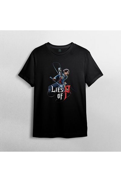 Pixxa Lies of P Unisex 100% Cotton Crew Neck T-Shirt Model 1