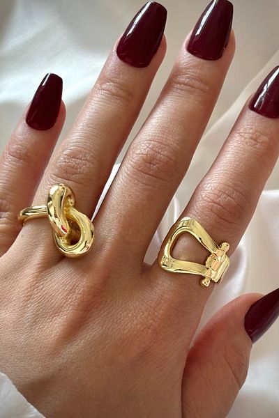 Leo'Stone New Season Loop 2 Li Gold Combination Design Multi Adjustable Women's Ring Set