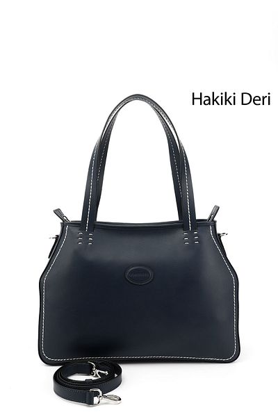 GÖNDERİ(R) Women / Girls Navy Blue Genuine Leather Hand and Shoulder Bag