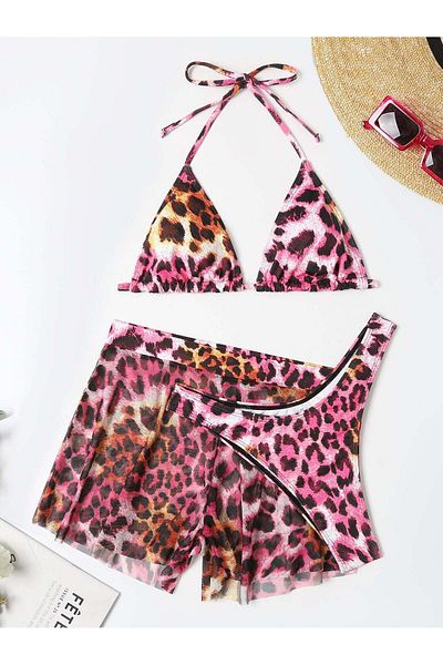 WildFashion 3-piece swimsuit bikini set with leopard print SW2523-995